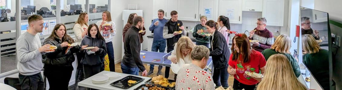 Christmas celebrations in the office kitchen