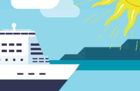 Ferry sailing on a sunny sea